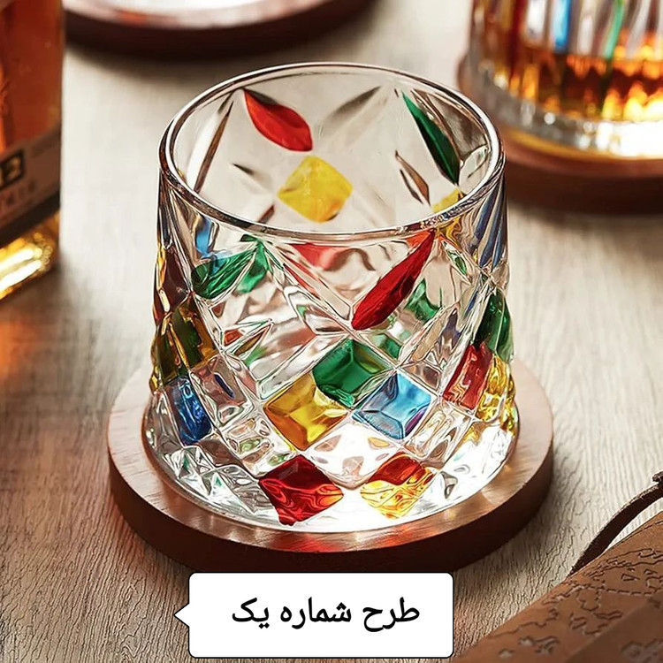 نیم لیوان کریستال رنگی چرخشی زیره بامبو