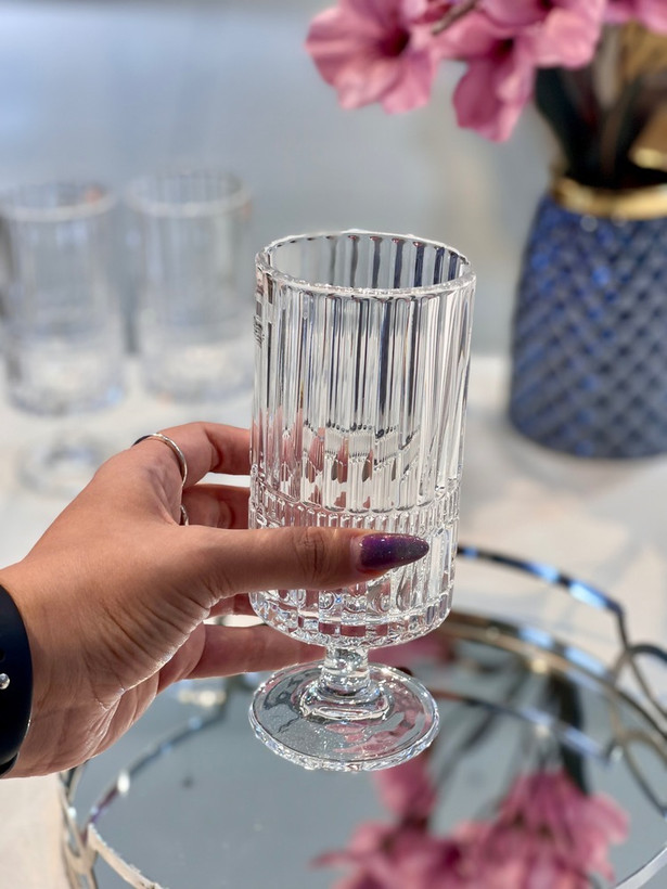 گیلاس و دسر خوری پایه دار دیواره بلند برند Deli glass