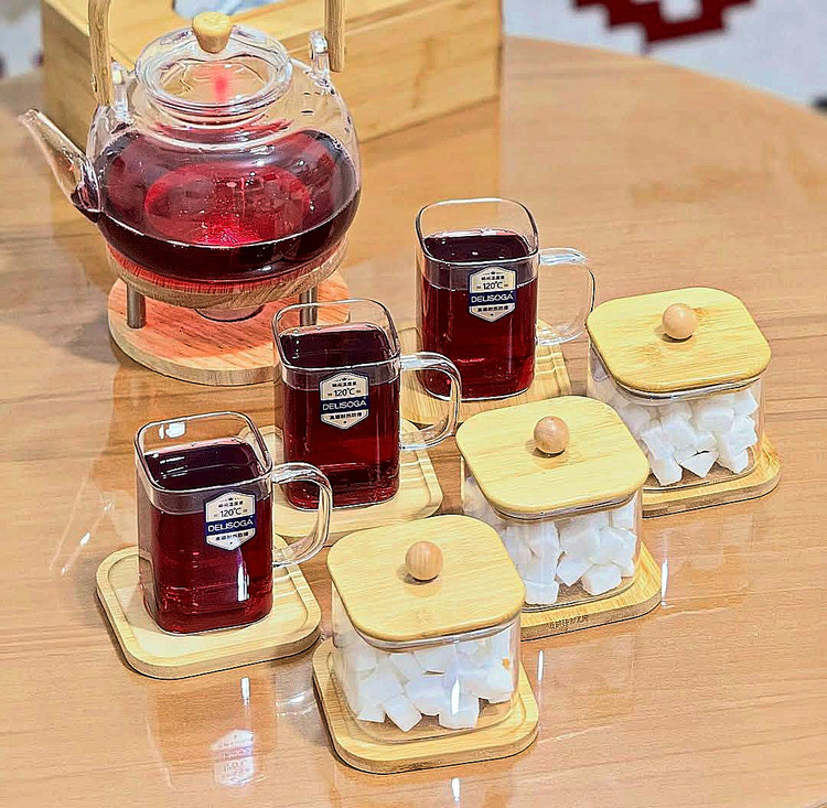 لیوان دسته دار پیرکس مربعی شعله مستقیم برند Deli soga