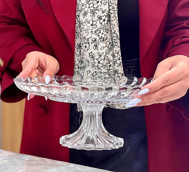 شیرینی خوری پایه دار کریستال جنوا محصول وارداتی