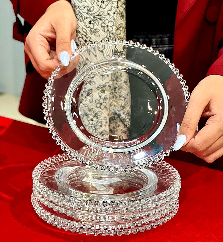 پیش دستی کریستال منجوقی شش عددی وارداتی