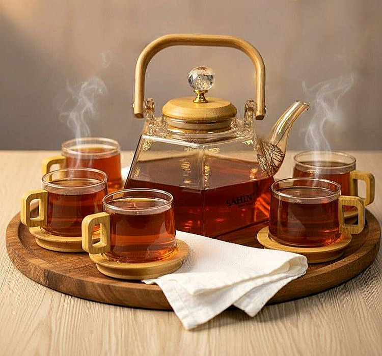 قوری و چای خوری شامپاینی پیرکس برند şahin ترکیه
