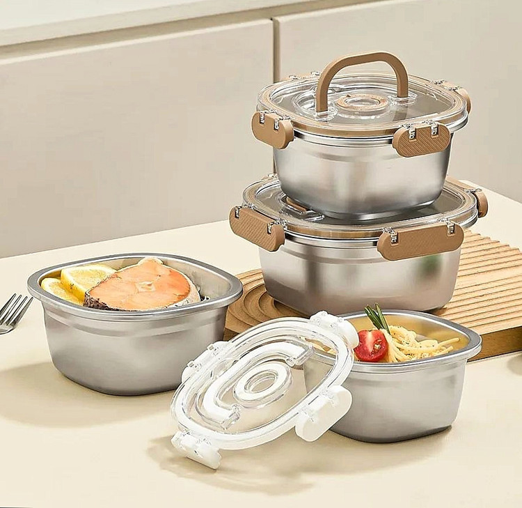ظرف نگهدارنده سه عددی استیل Fresh Box وارداتی