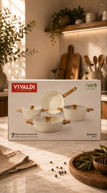 سرویس قابلمه هفت پارچه Diamond برند Vivaldi ترکیه
