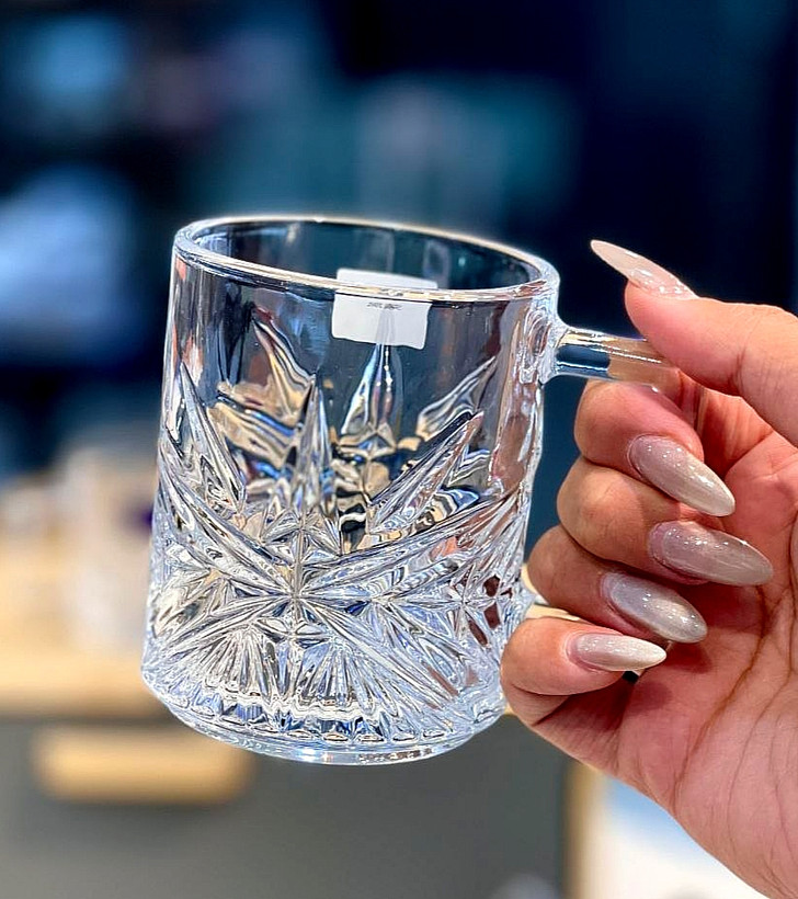 لیوان دسته دار تراشدار خورشیدی برند DIAMONDوارداتی