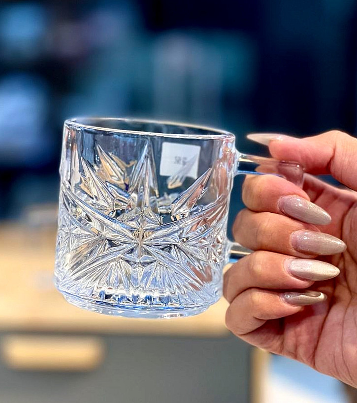 لیوان دسته دار تراشدار خورشیدی برند DIAMONDوارداتی