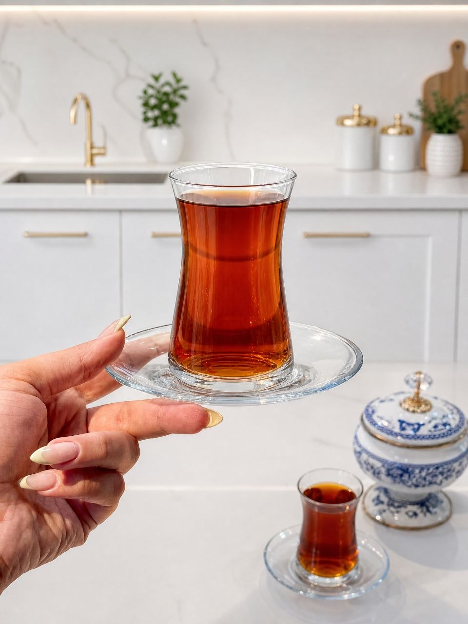 استکان و نعلبکی کمر باریک Heybeli برند Paşabahçe ترکیه