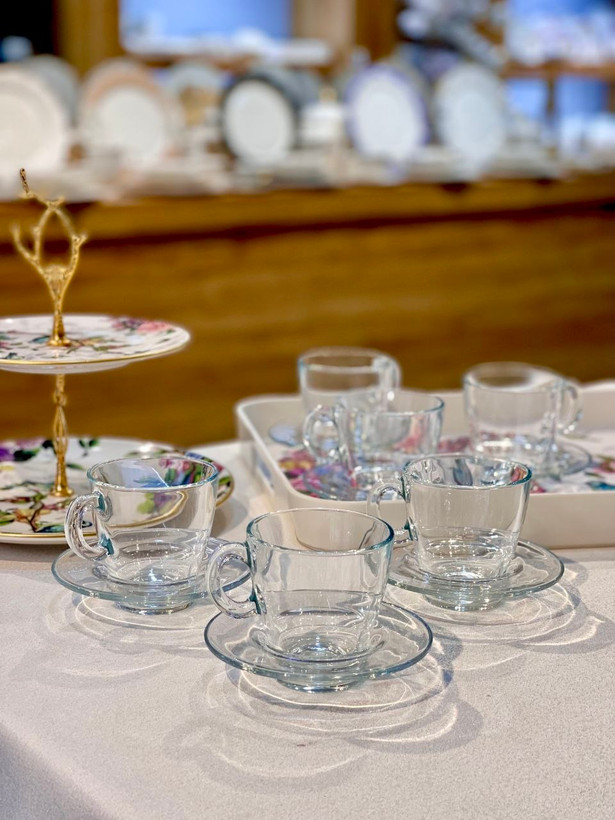 فنجان نعلبکی چای خوری Aqua برند Paşabahçe ترکیه