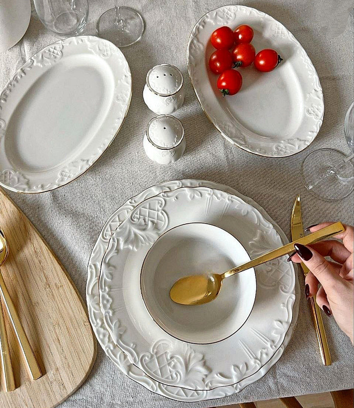سرویس غذا خوری گل برجسته 6 نفره 28 پارچه Lena محصول ipek ترکیه