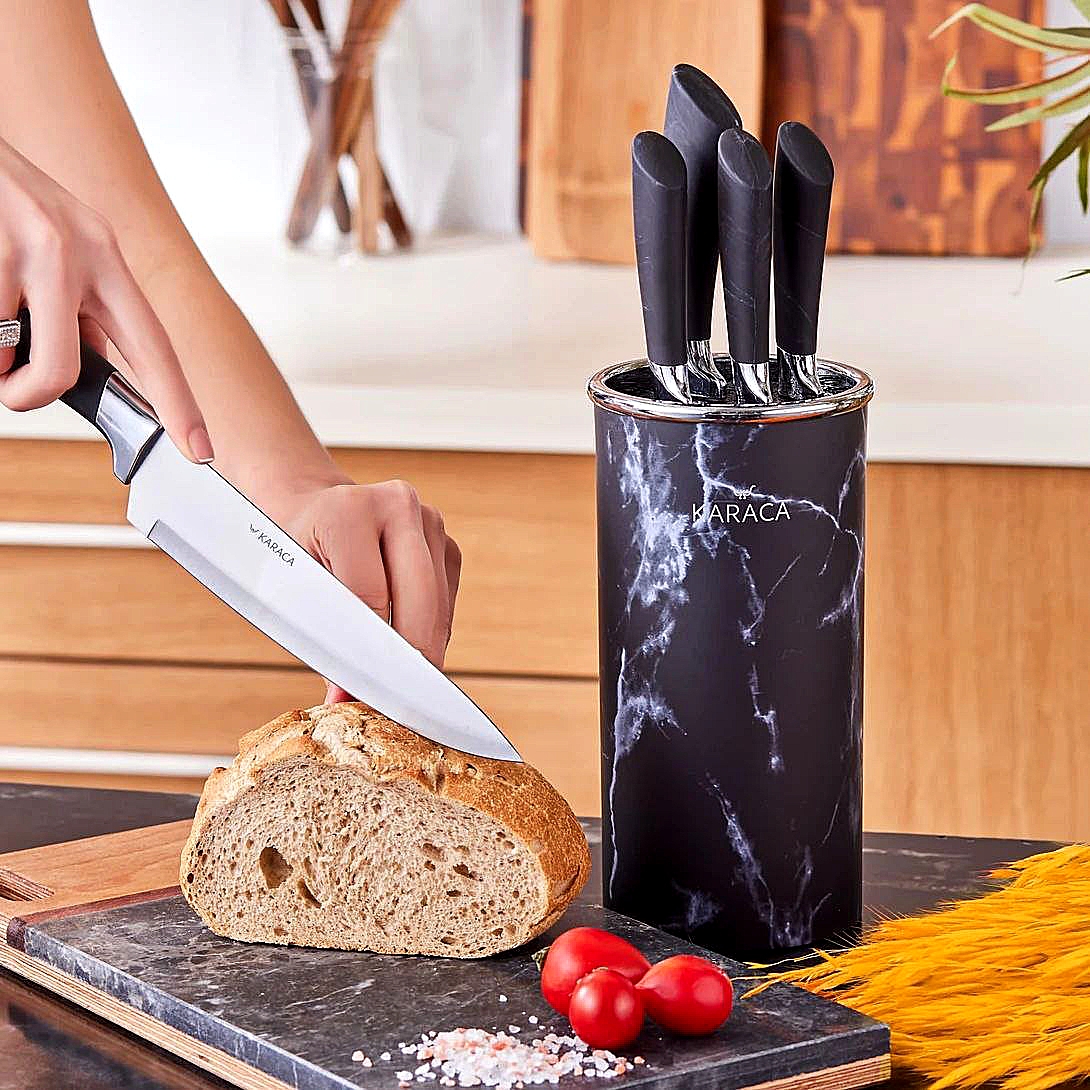 سرویس چاقو Black marble محصول karaca ترکیه