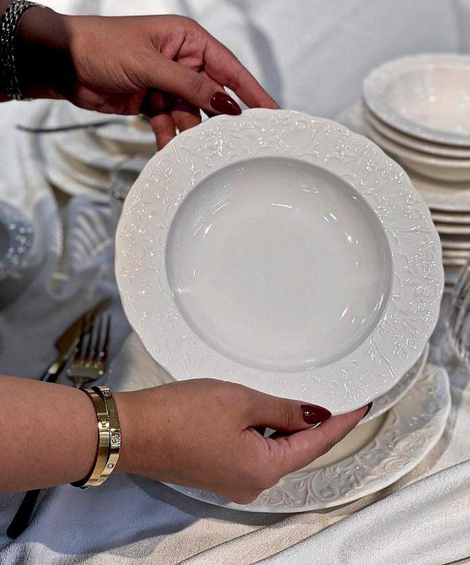 سرویس غذا خوری 24 پارچه 6 نفره گل برجسته Bahar محصول ترکیه